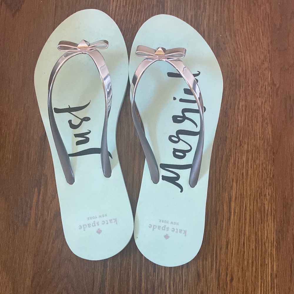“Just Married” Kate Spade flip flops, size 7, brand new, never worn